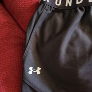 Under Armour Black Athletic Shorts with White Logo